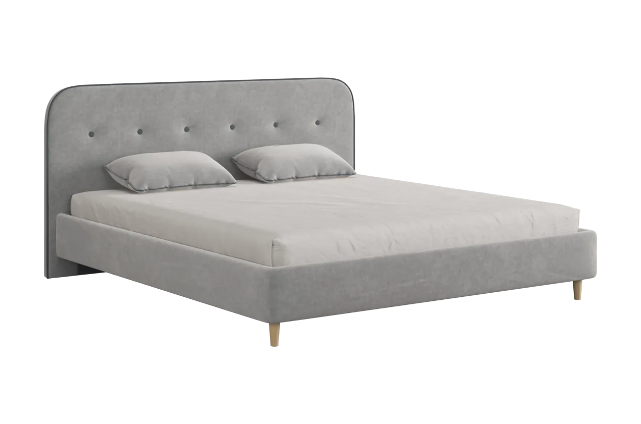 Кровать с основанием Лео 180х200 см галька (велюр)/графит (велюр) в Ханты-Мансийске - hanty-mansijsk.mebel-tymen.ru | фото