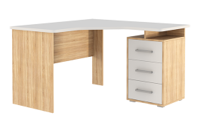 Стол компьютерный 1200 угловой Лайт-2 дуб сонома/белый в Ханты-Мансийске - hanty-mansijsk.mebel-tymen.ru | фото