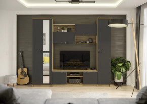 Гостиная Герда Дуб крафт серый/Антрацит в Ханты-Мансийске - hanty-mansijsk.mebel-tymen.ru | фото