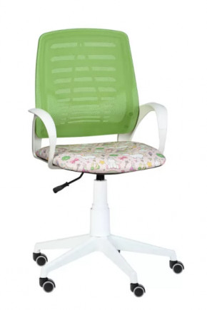 Кресло Ирис WHITE, сетка W (салатовая)/ткань Т54 (единорог) (подлокот.084) белая крестовина в Ханты-Мансийске - hanty-mansijsk.mebel-tymen.ru | фото