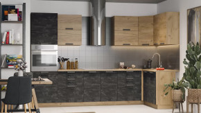 Модульная кухня «Детройт» Дуб крафт золотой/Дуб Крафт золотой/Угольный камень в Ханты-Мансийске - hanty-mansijsk.mebel-tymen.ru | фото