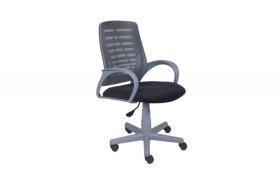 Кресло Ирис пластик серый-сетка серая/ткань NEO-26 (флок) серая (подл.пластик серый)/осн.пластик серый в Ханты-Мансийске - hanty-mansijsk.mebel-tymen.ru | фото