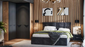 Спальный гарнитур «Глосс» №9 Яблоня Беллуно, Стекло Графит матовый в Ханты-Мансийске - hanty-mansijsk.mebel-tymen.ru | фото