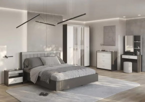 СТЕФАНИ Спальня №1, ЛДСП Графит-МДФ Серый софт/ЛДСП Рамух белый в Ханты-Мансийске - hanty-mansijsk.mebel-tymen.ru | фото