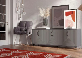 Тумба Квадро М-6, ЛДСП серый графит/МДФ софт графит в Ханты-Мансийске - hanty-mansijsk.mebel-tymen.ru | фото